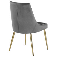 Karina Velvet Dining Chairs, Set of 2, Gray, Gold Base