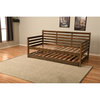 Bowery Hill Wood Daybed with Pop Up Trundle in Walnut Brown Finish