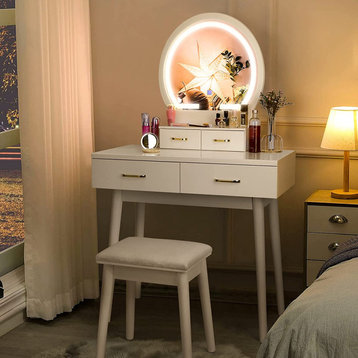 Modern Makeup Vanity with Lights and 4 Drawers for Bedroom