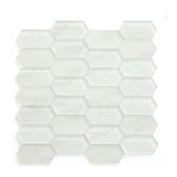Abolos - 12 x 12 Calypso White Glass Mosaic - Picket Fence, Single Sheet - Mosaic Tile