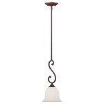 Millennium Lighting - Millennium Lighting 1581-RBZ Courtney Lakes - One Light Mini Pendant - Mini-Pendant are hanging fixtures that subtly beautify the space they illuminate.  Shade Included: YesCourtney Lakes One Light Mini Pendant Rubbed Bronze Turinian Scavo Glass *UL Approved: YES *Energy Star Qualified: n/a  *ADA Certified: n/a  *Number of Lights: Lamp: 1-*Wattage:100w A bulb(s) *Bulb Included:No *Bulb Type:A *Finish Type:Rubbed Bronze
