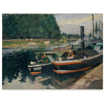 Camille Pissarro 'Barges At Pontoise' Canvas Art, 19"x14"