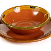 Ancient Cookware, Mexican Clay Soup Bowl, Trefoil Design, 20 Ounces