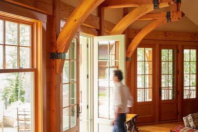 Inspiration for a rustic living room remodel in Portland Maine