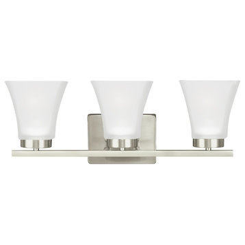 Sea Gull Lighting 3-Light Bayfield Sconce, Brushed Nickel, A19/100w