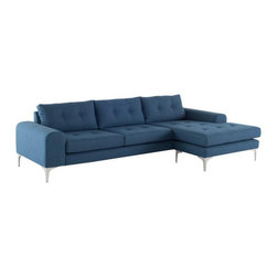 Nuevo - Lagoon Blue / Right Hand / Silver - Sectional Sofas