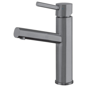 Whitehaus WHS1206-SB-GM Waterhaus Stainless Steel Lavatory Faucet, Gunmetal