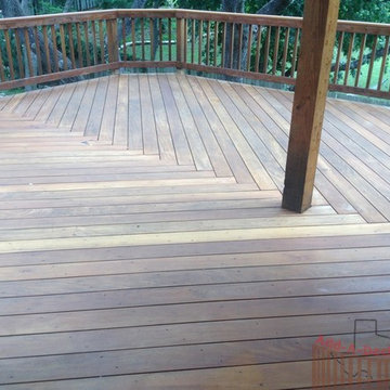 Stained Garapa Hardwood Decking with Cedar Railings