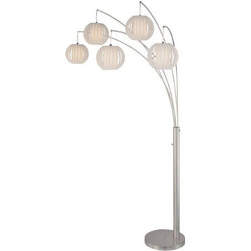 Lite Source LS-8872PS/WHT 5 Light Arch Lamp Polished Steel - Polished Steel