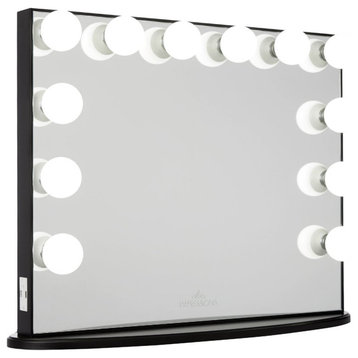 Hollywood Glow Plus Vanity Mirror, Pro Black, Frosted Bulbs, Non-Bluetooth