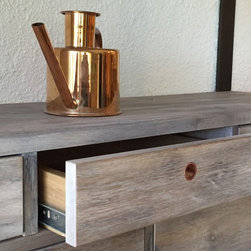 Detail : Drawer (finger) pull(s) made of inlaid copper - Kitchen Storage And Organization