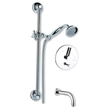 Nature Pressure Balance Tub and Handheld Shower Set With Lever, Brushed Nickel