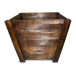 Pennington Dark Flame Wood Tapered Planter - Outdoor Pots And Planters