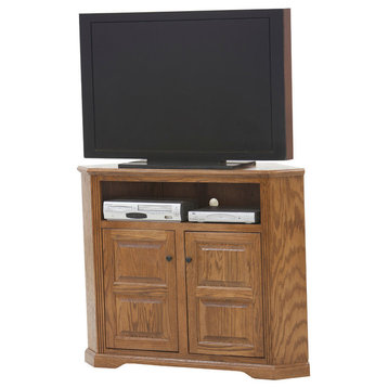 Eagle Furniture Oak Ridge, Tall 50" Wide Corner TV Console, Medium Oak