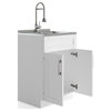 Deluxe 24 Inch Laundry Cabinet With Faucet & Stainless Steel Sink, Pure White