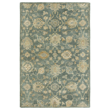 SEVILLE Mineral Blue Hand-Tufted Wool and Silkette Area Rug, Blue, 8'6"x11'6"
