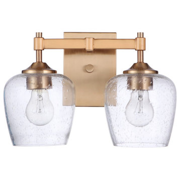 Stellen 2-Light Bathroom Vanity Light in Satin Brass