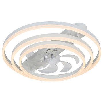 Oaks Aura 24 inch DIY Shape Low Profile Ceiling Fan Smart App Control Remote, White