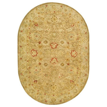 Safavieh Antiquity Collection AT822 Rug, Brown/Beige, 4'6"x6'6" Oval