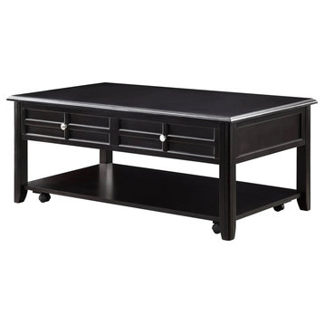 Unique Coffee Table, Lift Top and Decorative Drawer With Chrome Knobs, Espresso