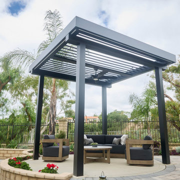 aluminum pergola, louvered pergola, motorized pergola, freestanding pergola, lou