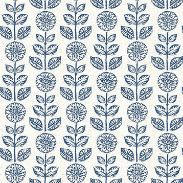 3119-13512 Dolly Navy Floral Scandinavian Prepasted Non Woven Blend Wallpaper