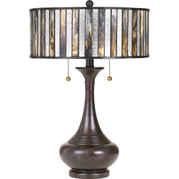 Tiffany 2 Light Table Lamp in Valiant Bronze