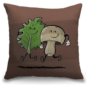 "Kale and Mushroom I - Food Pairings" Outdoor Pillow 16"x16"