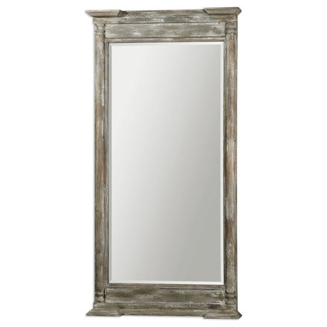 Oversize Weathered Wood Columns Mirror