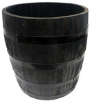 Master Garden Products - Dark Walnut Finished Extra Tall Wine Barrel Planter, 26"x26" - We turn used wine barrels into this urn style tall barrel planter for your planting needs. General rules in selecting the right size container for your plants are that the container should be about twice the size of the root ball of the plants. If you are planning to put a shrub or a small tree in the tub, you need to use the tall barrel planter.