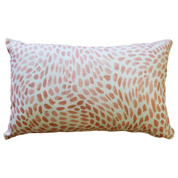 Matisse Dots Coral Pink Throw Pillow 12x19, with Polyfill Insert