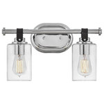 Hinkley Lighting - Hinkley Lighting Halstead 2 Light 16" Vanity Light, Chrome - Halstead evokes Modern Americana at its finest. Designed with an equestrian flare in mind, a faux leather finished strap reinforces a rustic simplicity that harmonizes with the modern refinement of clear glass shades. Offered in a Chrome or Heritage Brass finish, Halstead's versatility makes it the perfect "anywhere" design.