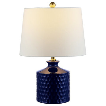 Landon Ceramic Table Lamp Navy Blue Safavieh