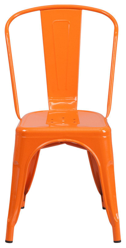 Commercial Grade Orange Metal Indoor-Outdoor Stackable Chair - Modern ...