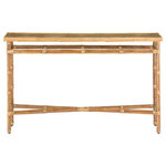 Currey and Company - Currey and Company 3000-0174 Console Table, Natural Rattan/Clear Finish - Our Silang Console Table is a rattan console table with a handmade geometric pattern on the top. Artisans painstakingly cut and fit the reeds in place to create this artful arrangement in the plants warm hues. The material is protected by an inset glass top. We also offer the Silang as a drinks table. Bulbs Not Included, Number of Bulbs: n/a, Max Wattage: n/a, Bulb Type: n/a