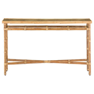 Currey and Company 3000-0174 Console Table, Natural Rattan/Clear Finish