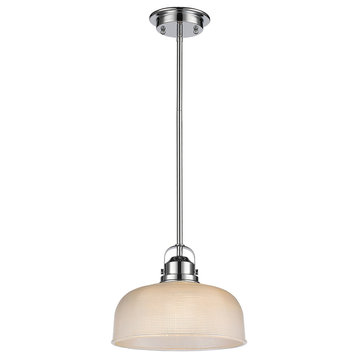 IRONCLAD, Industrial-style 1 Light Chrome Finish Ceiling Mini Pendant, 11" Wide
