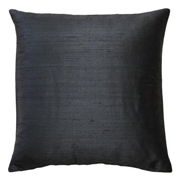 Pillow Decor Sankara Silk Throw Pillows 18"x18", Black