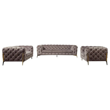 Jack Modern Silver Fabric Sofa Set