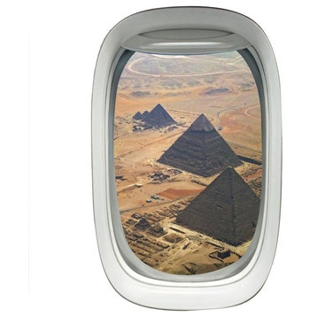 VWAQ Airplane Window View Wall Decal Pyramids Sky View Peel and Stick Aviation