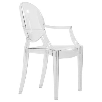 LeisureMod Carroll Modern Acrylic Dining Side Chair, Clear