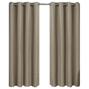Gulfport Faux Linen Blackout Weave Panels, Beige, 52"x63" Single