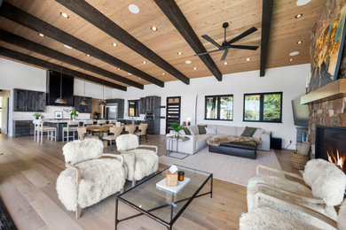 Example of a mountain style living room design in Boise