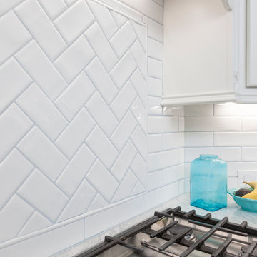 White subway tile & Marble Kitchen