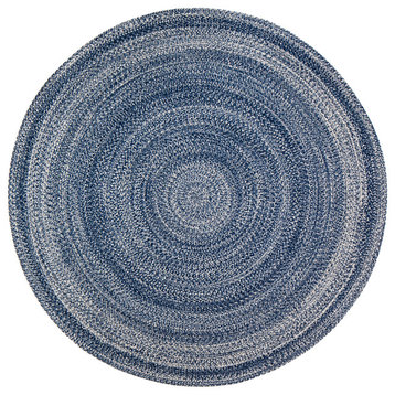 Epona Round Braided Area Rug, Blue, 4'