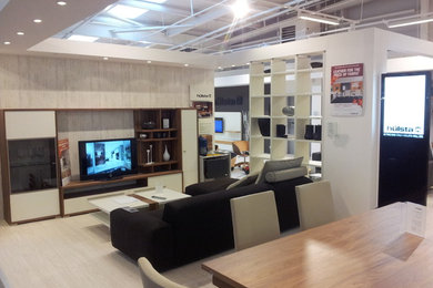 Design ideas for a modern living room in West Midlands.