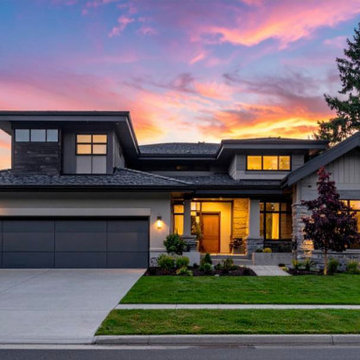 Custom Home Wide View at Sunset — South Puget Sound, WA