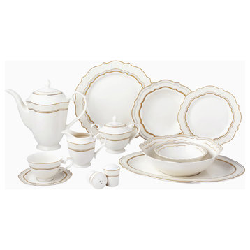 Lorren Home Trends 57 Piece Bone China, Charlotte, Service for 8