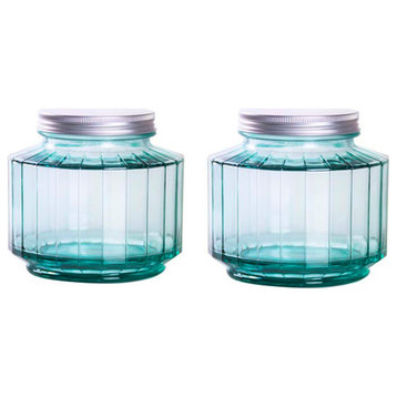 French Home Set of 2 Eco-Friendly Recycled Glass 33 oz. Storage Jars