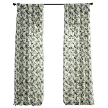 Artemis Olive Green Printed Cotton Curtain Single Panel, 50Wx96L